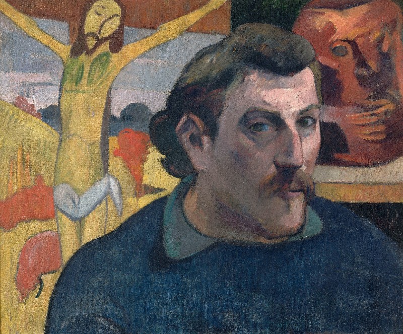 Gauguin l'alchimiste : Portrait de l’artiste au Christ jaune, 1890-1891, huile sur toile, 38 x 46 cm Paris, musée d’Orsay © Rmn-Grand Palais (musée d’Orsay) / René-Gabriel Ojéda 